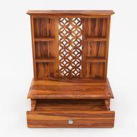 Eryos  Solid Sheesham Wooden Temple for Pooja Home (Honey Finish )
