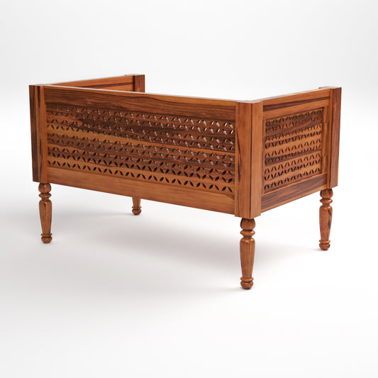 Lorian Solid Sheesham Wooden 2 Seater Sofa Set (Honey Finish)