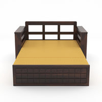 Fivrel Solid Sheesham Wooden 2 Seater Sofa Cum Bed (Walnut Finish)