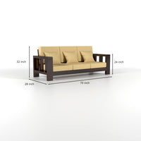 Zyvora 6 Seater Solid Wood Sofa (Walnut Finish)