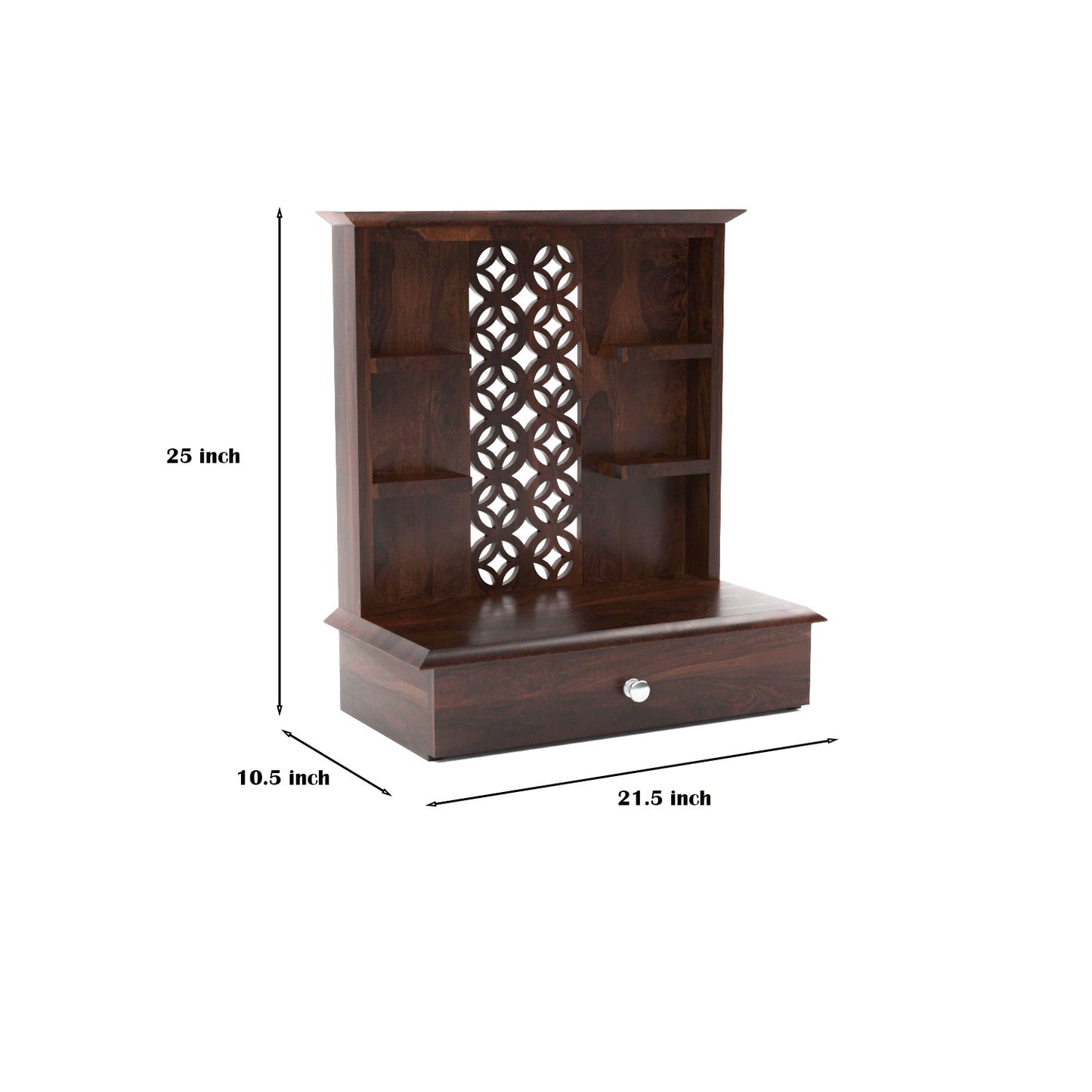 Eryos  Solid Sheesham Wooden Temple for Pooja Home (Walnut Finish )
