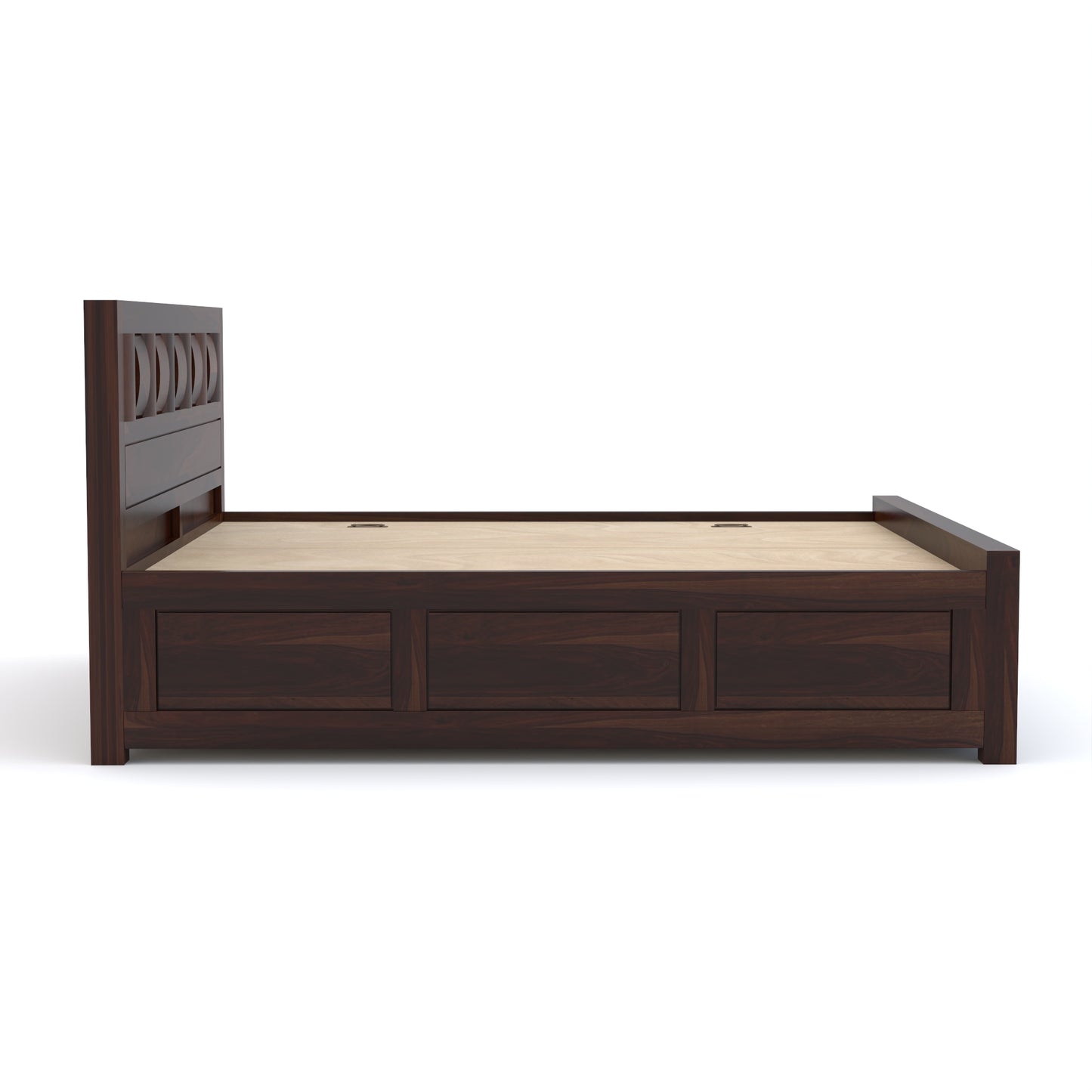 Zyvora Sheesham Wood Queen Size Bed With Storage (Walnut Finish)