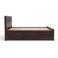 Zyvora Sheesham Wood Queen Size Bed With Storage (Walnut Finish)
