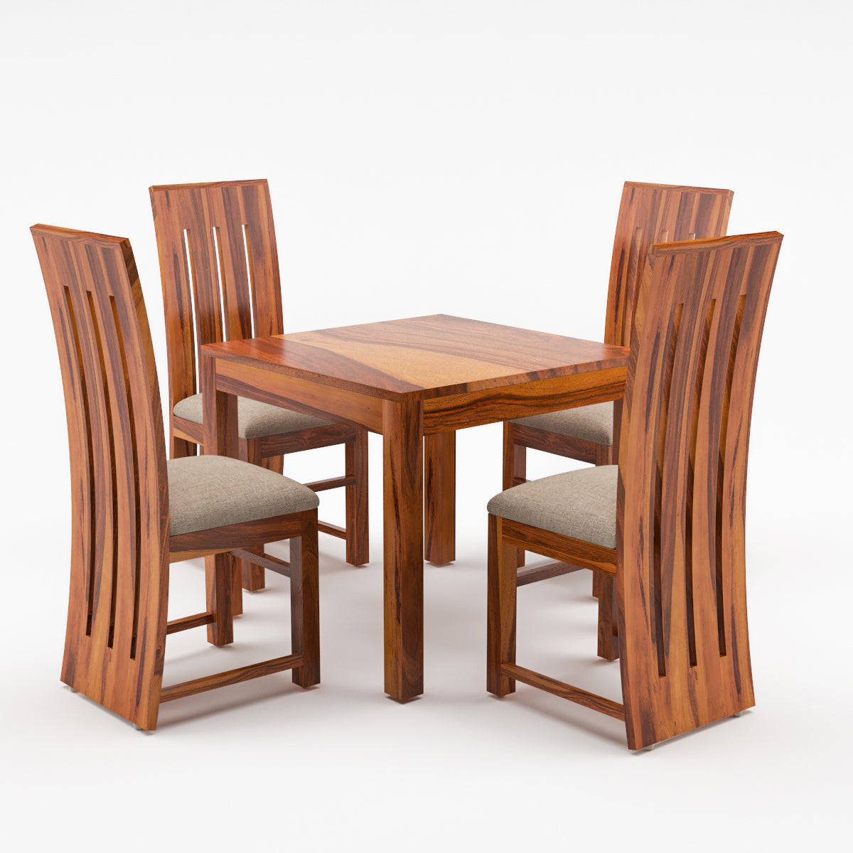 Zephora Sheesham Wood Dining Set 4 Seater (Honey Finish)