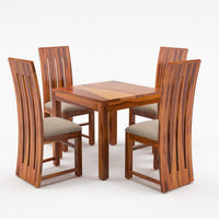 Zephora Sheesham Wood Dining Set 4 Seater (Honey Finish)