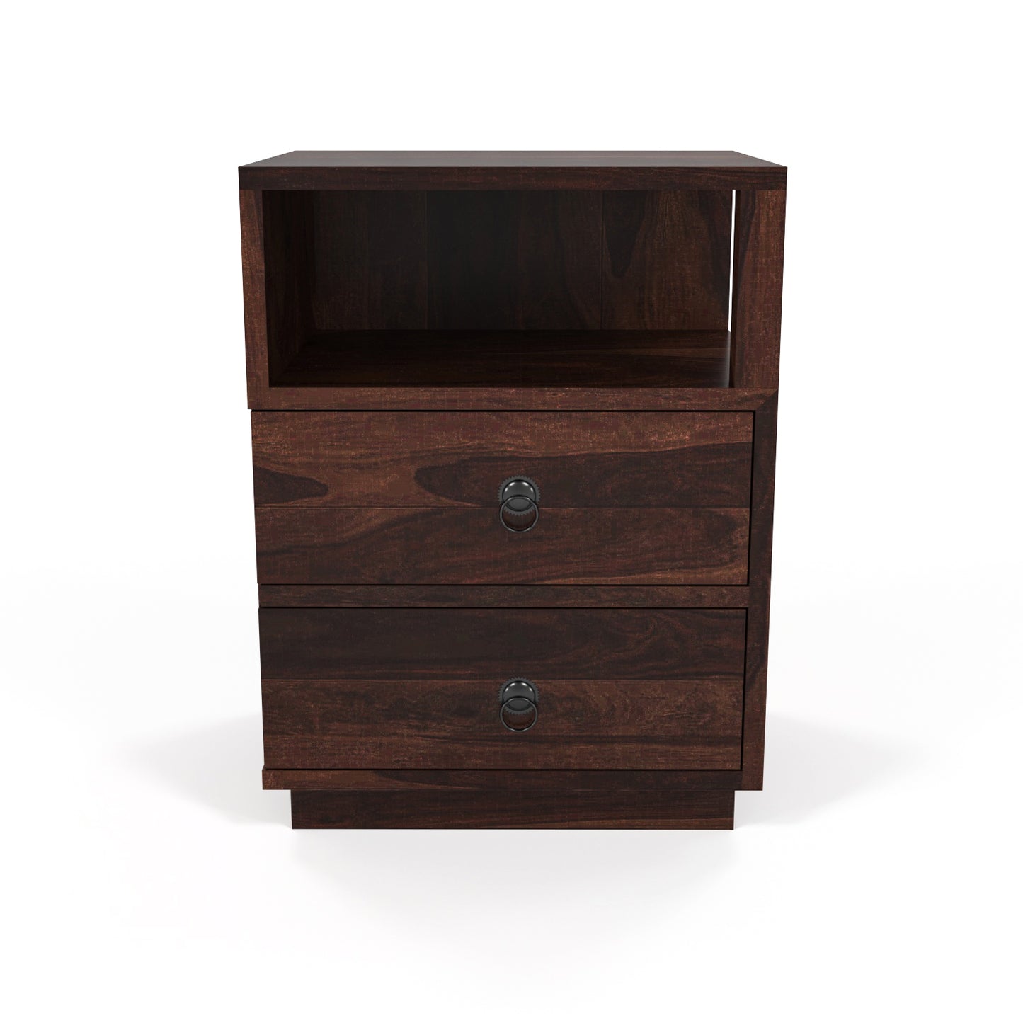 Zelvalion Solid Sheesham Wood Bedside Table (Walnut Finish)
