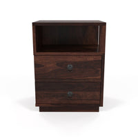 Zelvalion Solid Sheesham Wood Bedside Table (Walnut Finish)