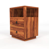 Zelvalion Solid Sheesham Wood Bedside Table (Honey Finish)