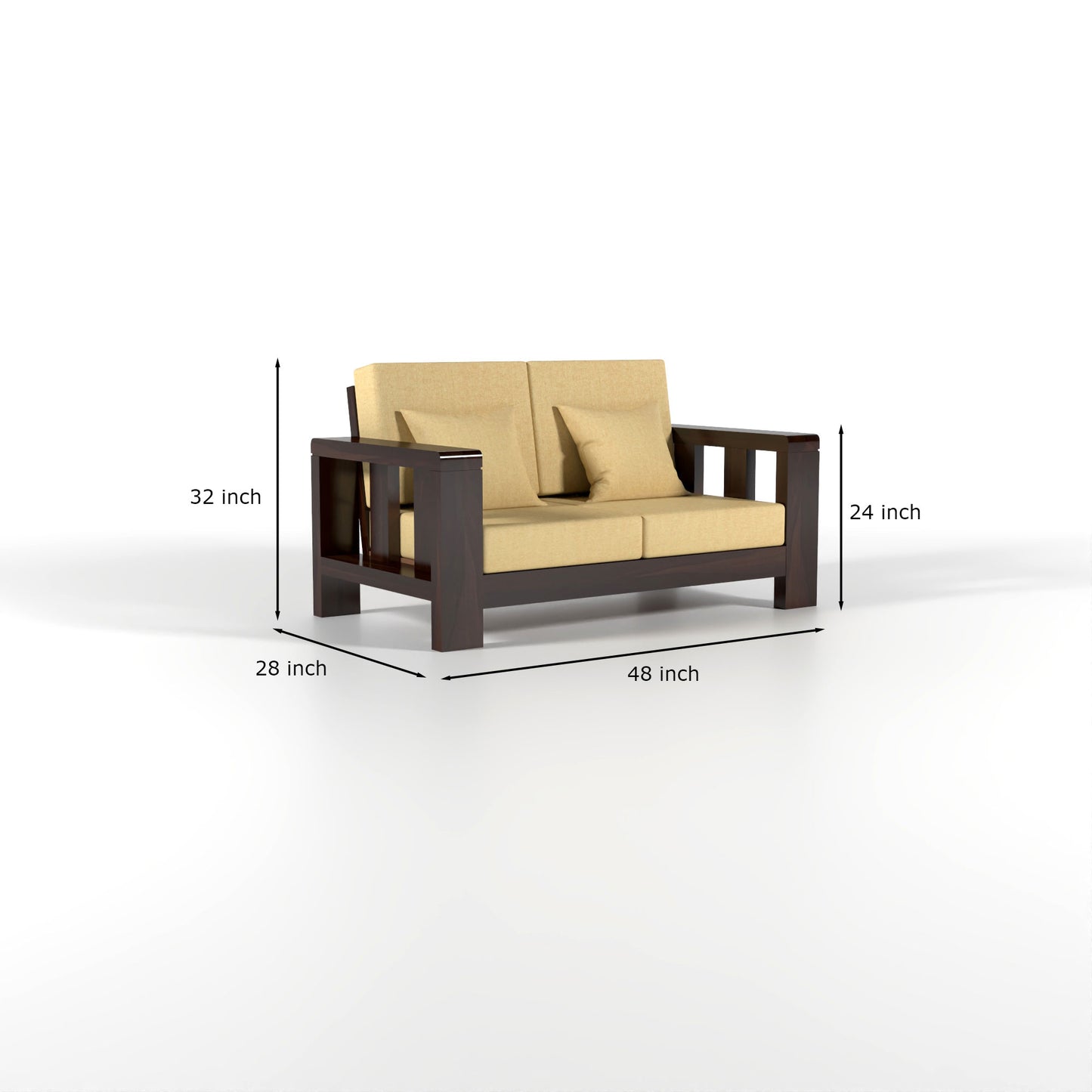 Zyvora 6 Seater Solid Wood Sofa (Walnut Finish)