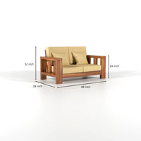 Zyvora 6 Seater Solid Wood Sofa (Honey Finish)