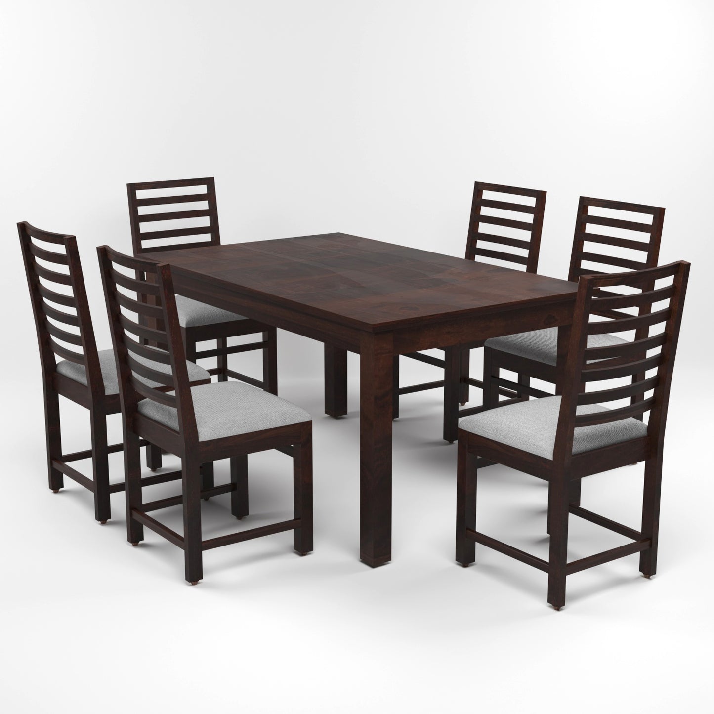 Lorveth Sheesham Wood Dining Set 6 Seater (Walnut Finish)