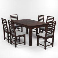 Lorveth Sheesham Wood Dining Set 6 Seater (Walnut Finish)