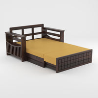 Fivrel Solid Sheesham Wooden 2 Seater Sofa Cum Bed (Walnut Finish)