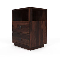 Zelvalion Solid Sheesham Wood Bedside Table (Walnut Finish)