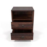 Zelvalion Solid Sheesham Wood Bedside Table (Walnut Finish)
