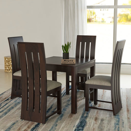 Zephora Sheesham Wood Dining Set 4 Seater (Walnut Finish)