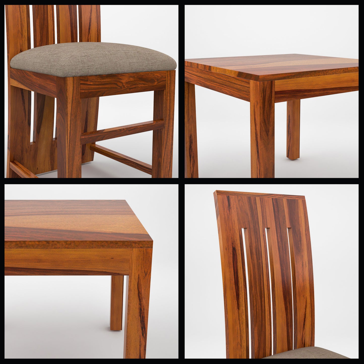 Zephora Sheesham Wood Dining Set 4 Seater With Bench (Honey Finish)