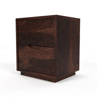 Sovralionor Solid Sheesham Wood Bedside Table (Walnut Finish)