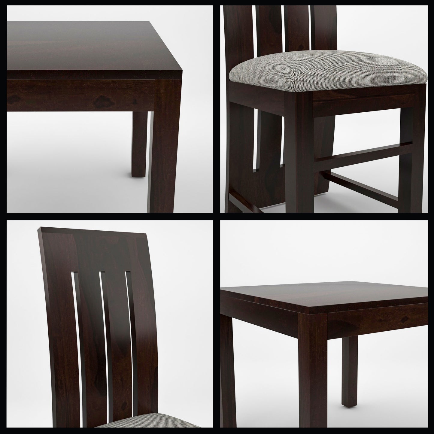 Zephora Sheesham Wood Dining Set 4 Seater With Bench (Walnut Finish)