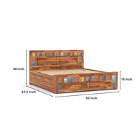 Novique Sheesham Wood Queen Size Bed With Storage (Honey Finish)
