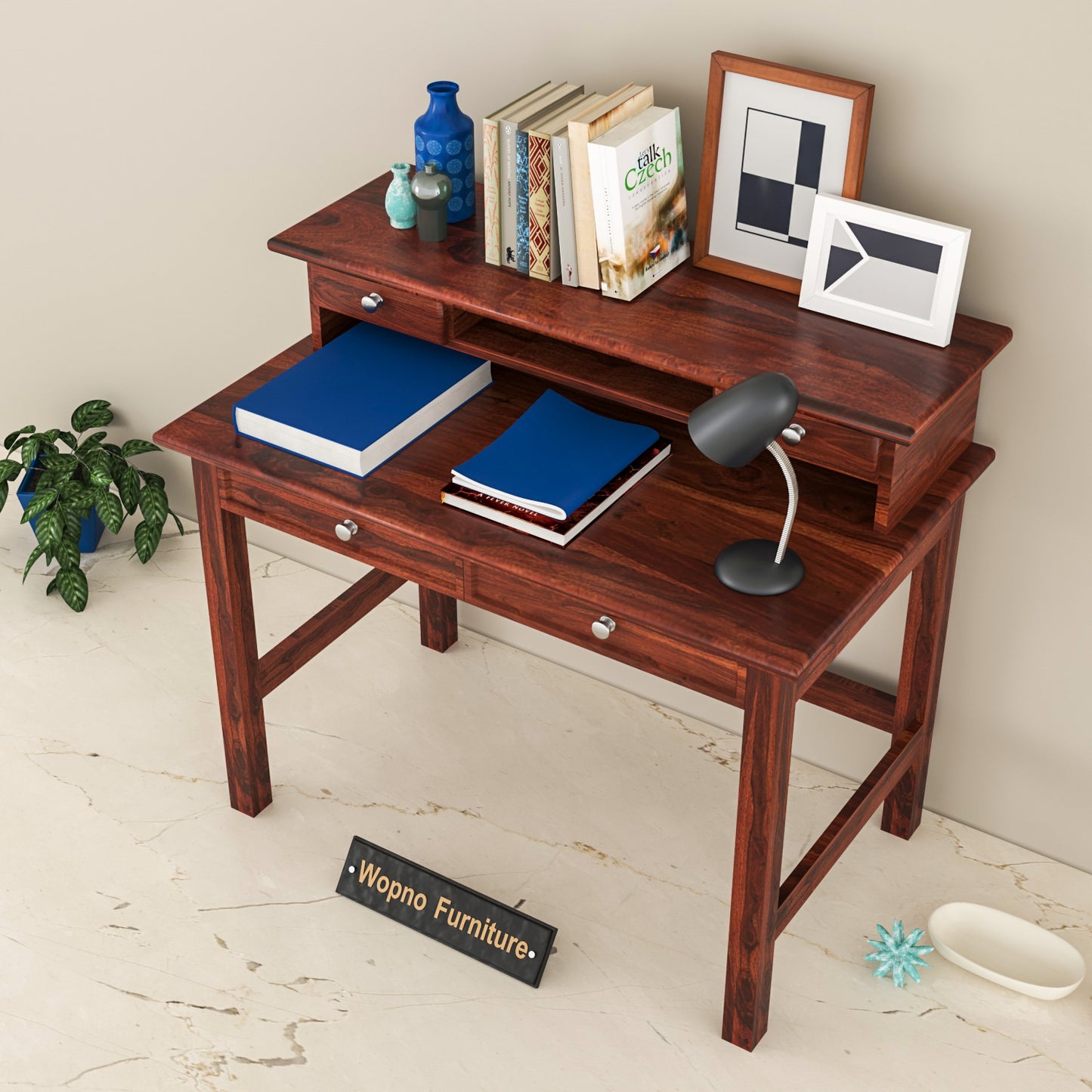 Avorin  Solid Sheesham Wood  Study Desk  (Mahogany Finish)