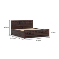 Ravento Sheesham Wood Queen Size Bed With Storage (Walnut Finish)