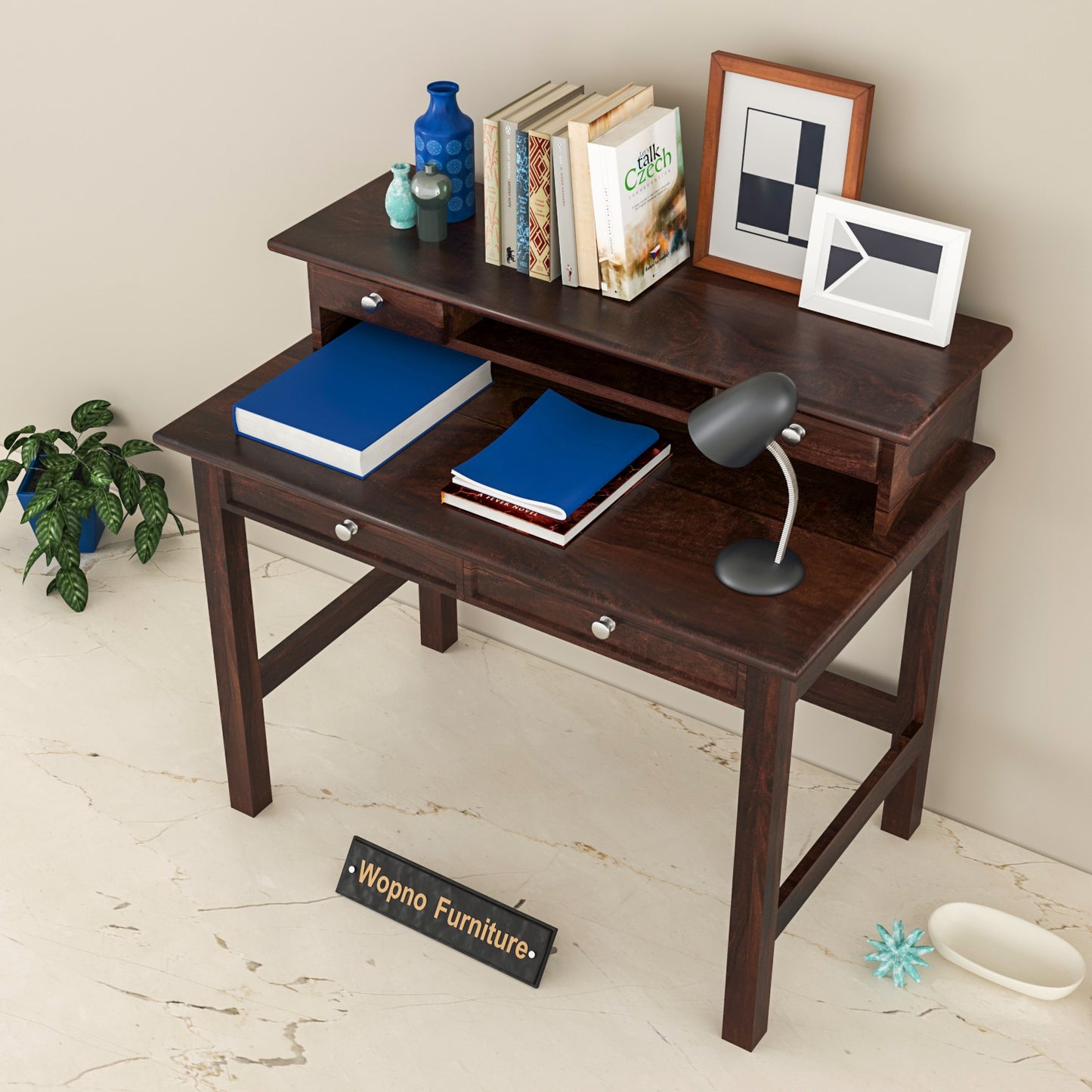 Avorin  Solid Sheesham Wood  Study Desk  (Walnut Finish)