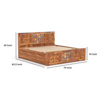 Eltrion Sheesham Wood King Size Bed With Storage (Honey Finish)