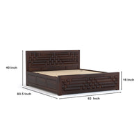 Durello Sheesham Wood Queen Size Bed With Storage (Walnut Finish)