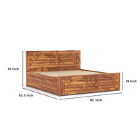 Durello Sheesham Wood Queen Size Bed With Storage (Honey Finish)