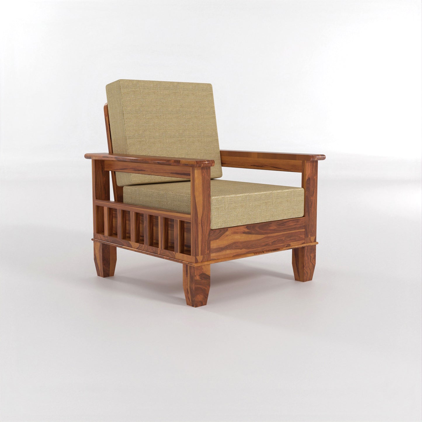 Trivralionel 6  Seater Solid Sheesham Wood Sofa Set 3+2+1 (Honey Finish)