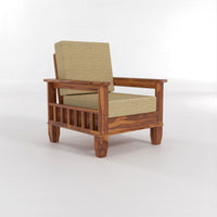 Trivralionel 5  Seater Solid Sheesham Wood Sofa Set 3+1+1 (Honey Finish)