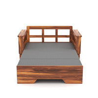 Bralor Solid Sheesham Wooden 2 Seater Sofa Cum Bed (Honey Finish)