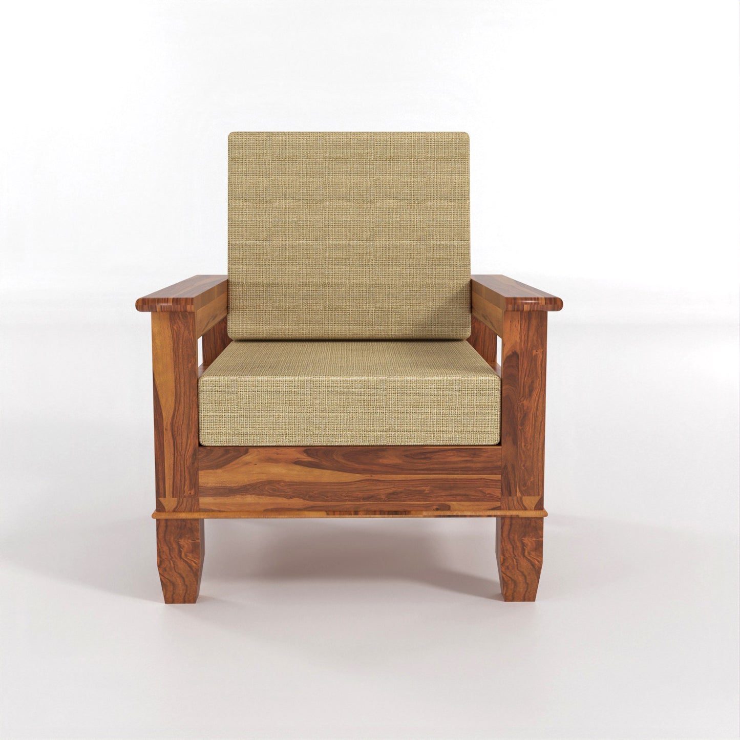 Trivralionel 5  Seater Solid Sheesham Wood Sofa Set 3+1+1 (Honey Finish)