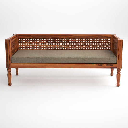 Exrel  Solid Sheesham Wooden 3 Seater Sofa (Honey Finish )
