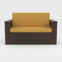 Fivrel Solid Sheesham Wooden 2 Seater Sofa Cum Bed (Walnut Finish)