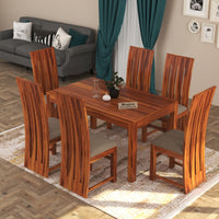 Zephora Sheesham Wood Dining Set 6 Seater (Honey Finish)
