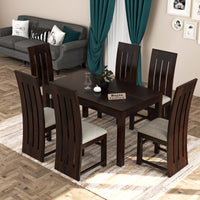 Zephora Sheesham Wood Dining Set 6 Seater (Walnut Finish)