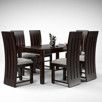 Zephora Sheesham Wood Dining Set 6 Seater (Walnut Finish)