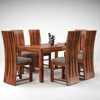 Zephora Sheesham Wood Dining Set 6 Seater (Honey Finish)