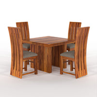 Zephora Hollo Sheesham Wood Dining Set 4 Seater (Honey Finish)