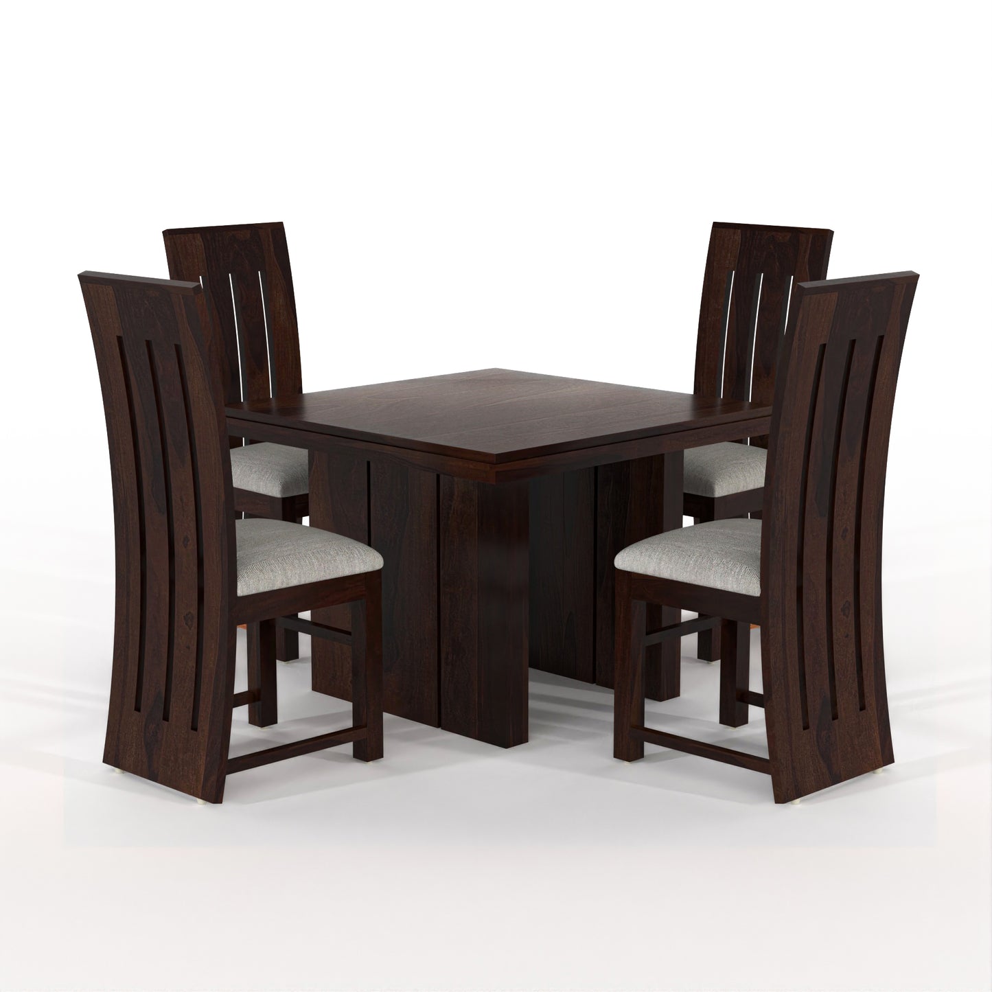 Zephora Hollo Sheesham Wood Dining Set 4 Seater (Walnut Finish)