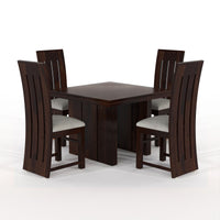 Zephora Hollo Sheesham Wood Dining Set 4 Seater (Walnut Finish)