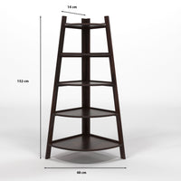 Zentor Solid Sheesham Wood 5 Tier Corner Ladder Shelf Floor Standing (Walnut Finish))