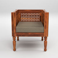 Ulnor   Solid Sheesham  Wooden 6 Seater Sofa Set (Honey Finish)