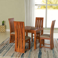 Zephora Sheesham Wood Dining Set 4 Seater (Honey Finish)