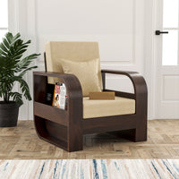Curve 1 Seater Solid Wood Sofa (Walnut Finish)