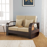 Curve 2 Seater Solid Wood Sofa (Walnut Finish)