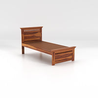 Vuvroaiquex Sheesham Wood Single Size Bed With Storage (Honey Finish)