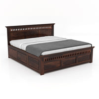 Proadouyn Sheesham Wood Queen Size Bed With Storage (Walnut Finish)